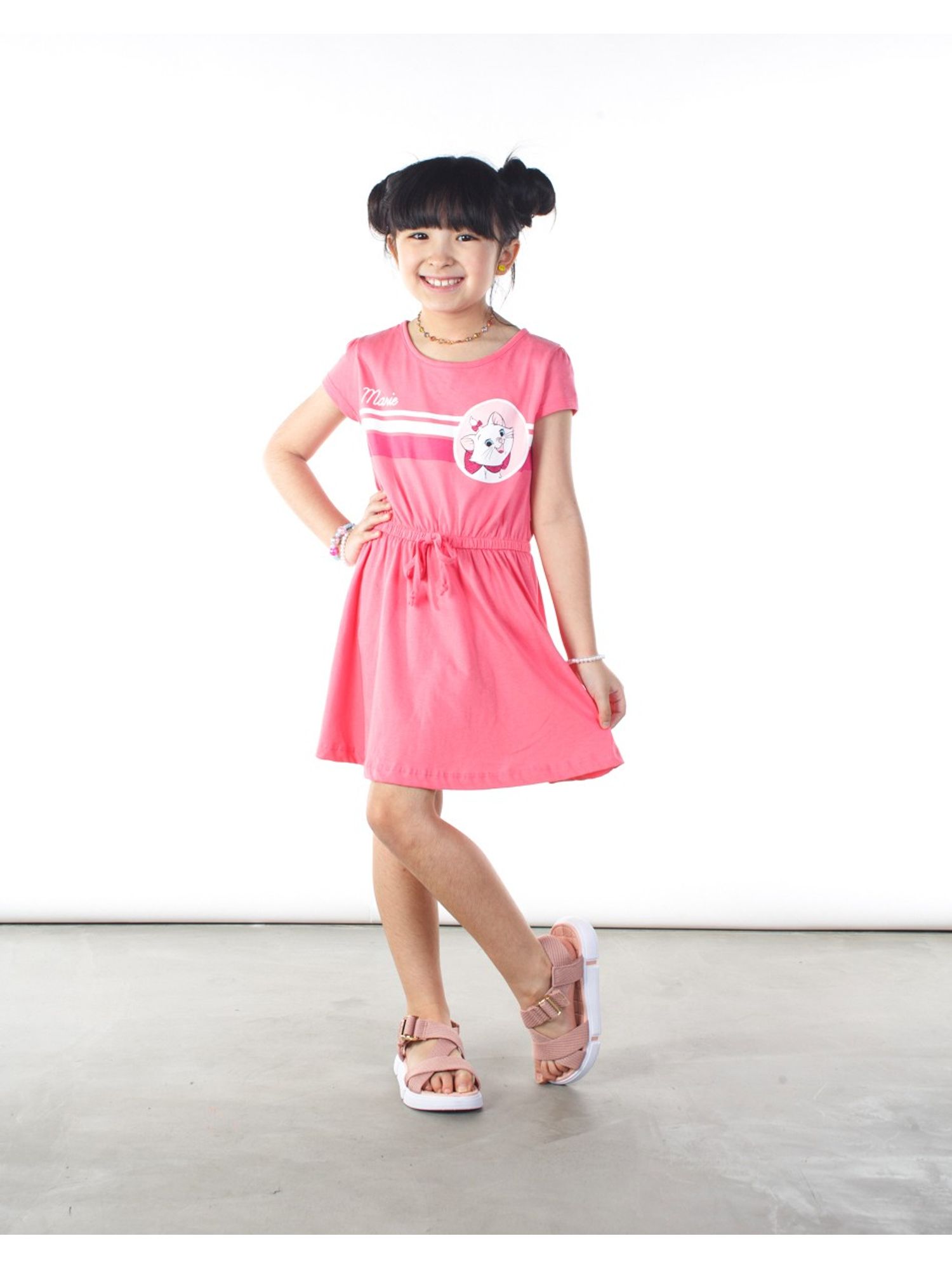 Vestido infantil tema Gata Marie rosa