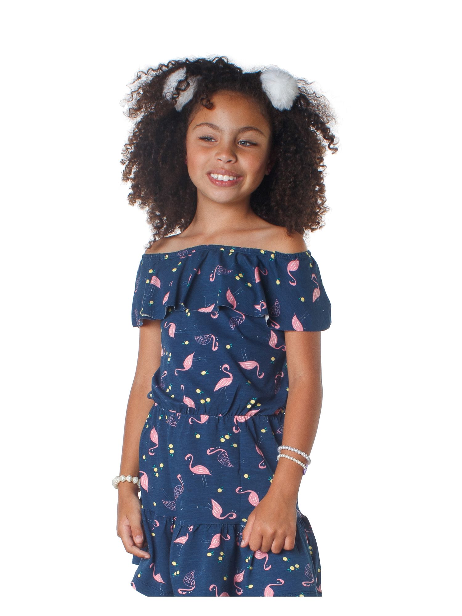 Vestido infantil estampa sales flamingo