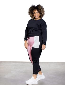 Calça Jogger Malha Feminina Estampa Xadrez - lojasbesni