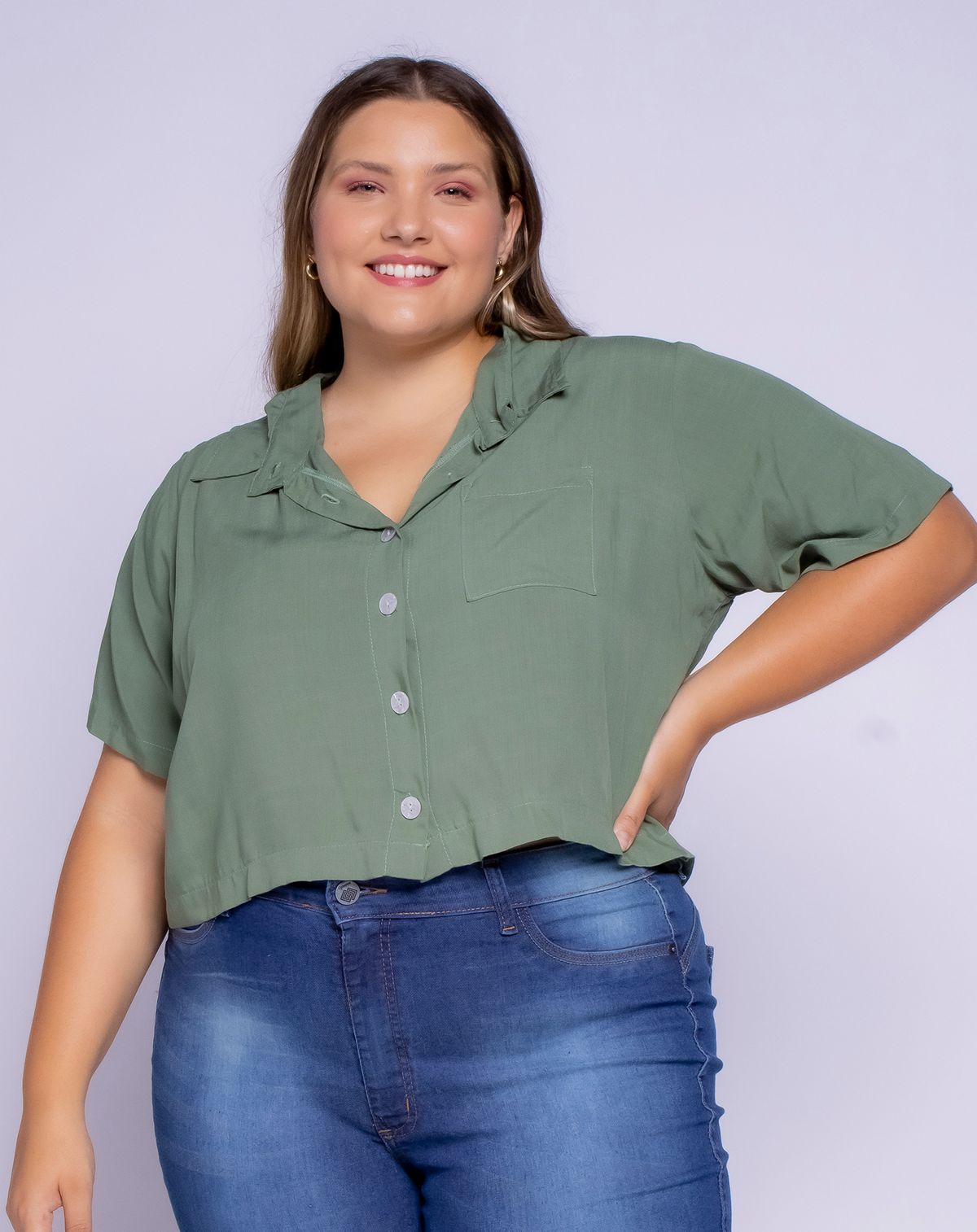 camisa manga curta plus size