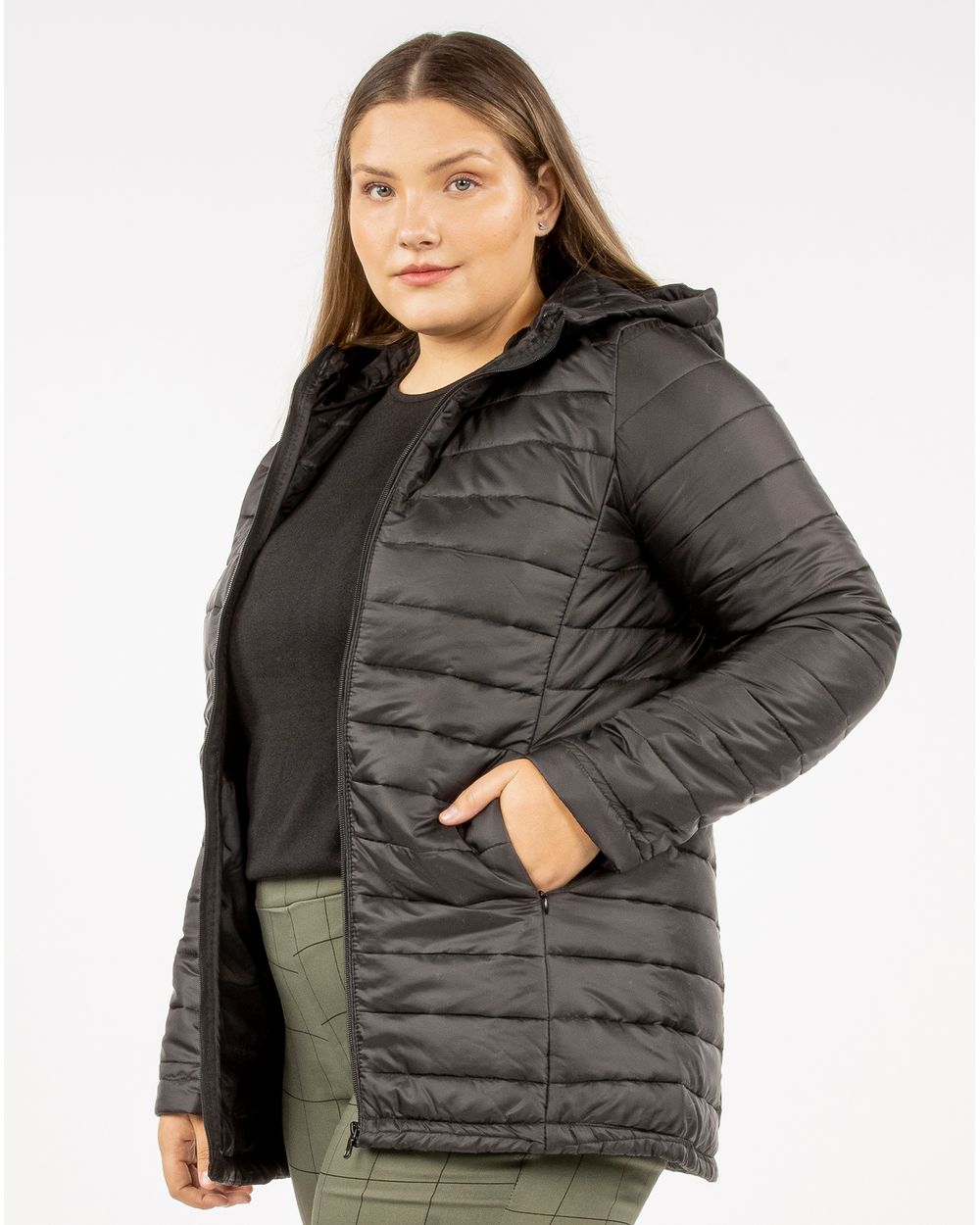 Jaqueta puffer hot sale feminina alongada