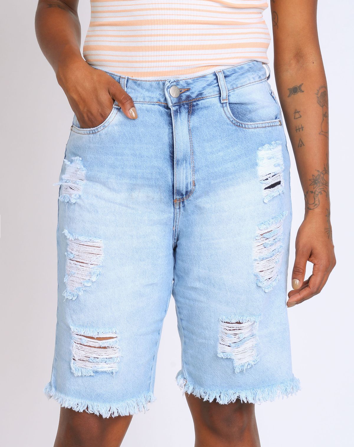 Bermudas 2024 jeans desfiadas