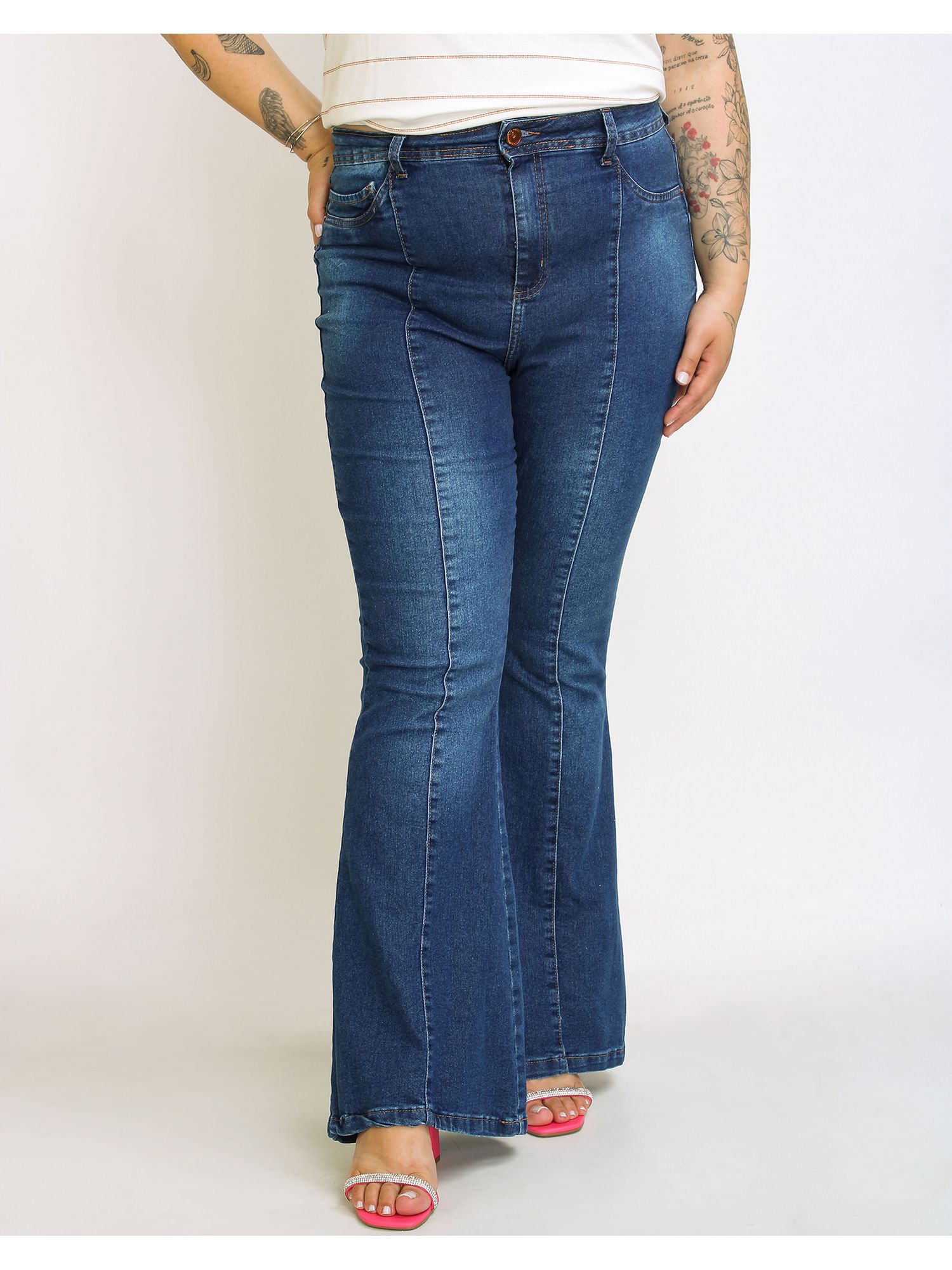 Calça Jeans Flare Plus Size Feminina - lojasbesni