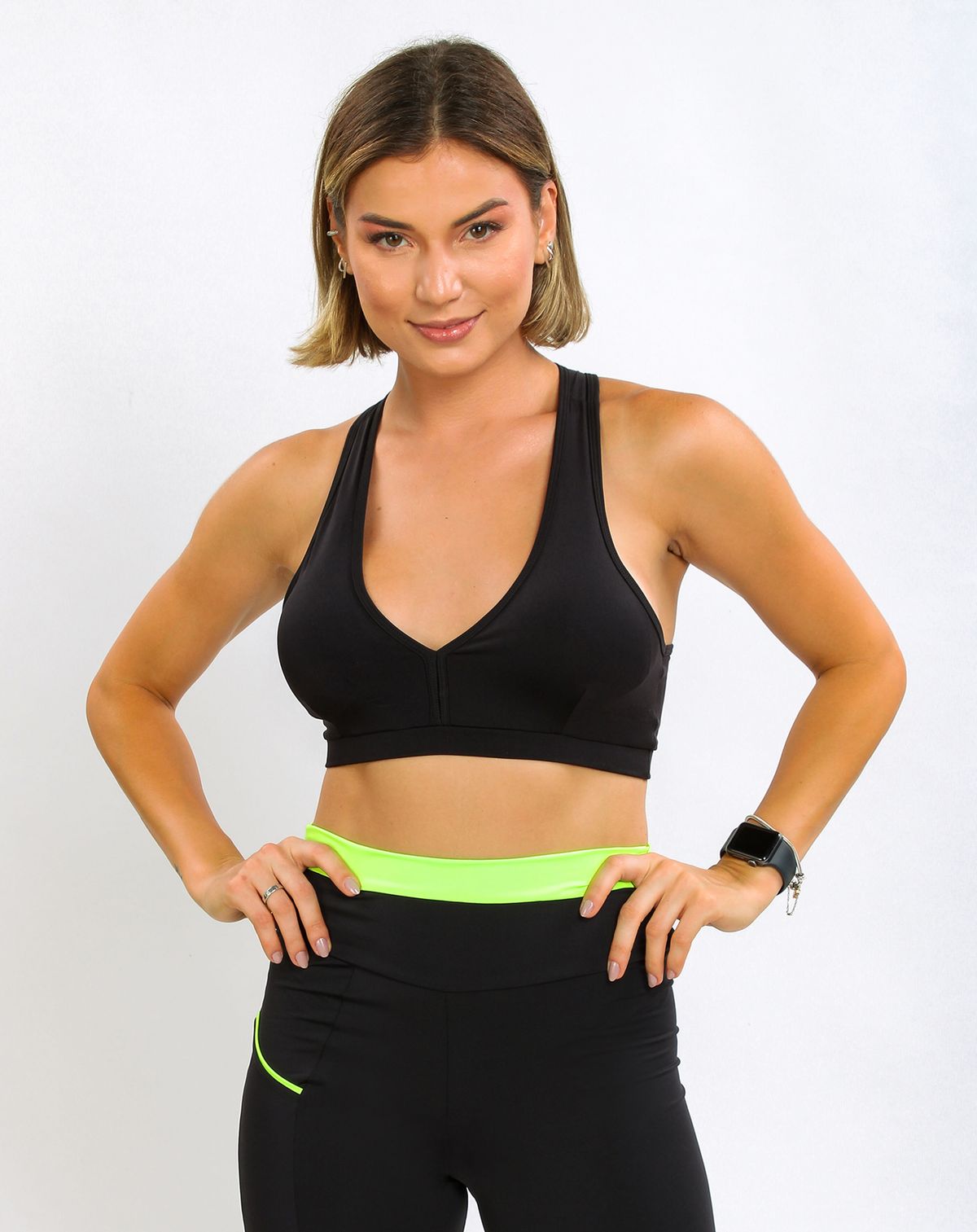 Top Fitness Básico Feminino Bojo Costa Nadador - PRETO - lojasbesni