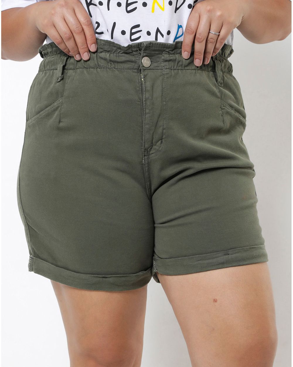 Shorts Feminino Plus Size Cáqui