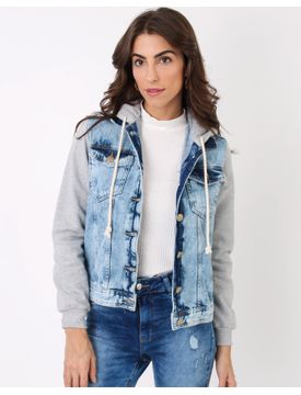 Casaco feminino jeans com hot sale moletom