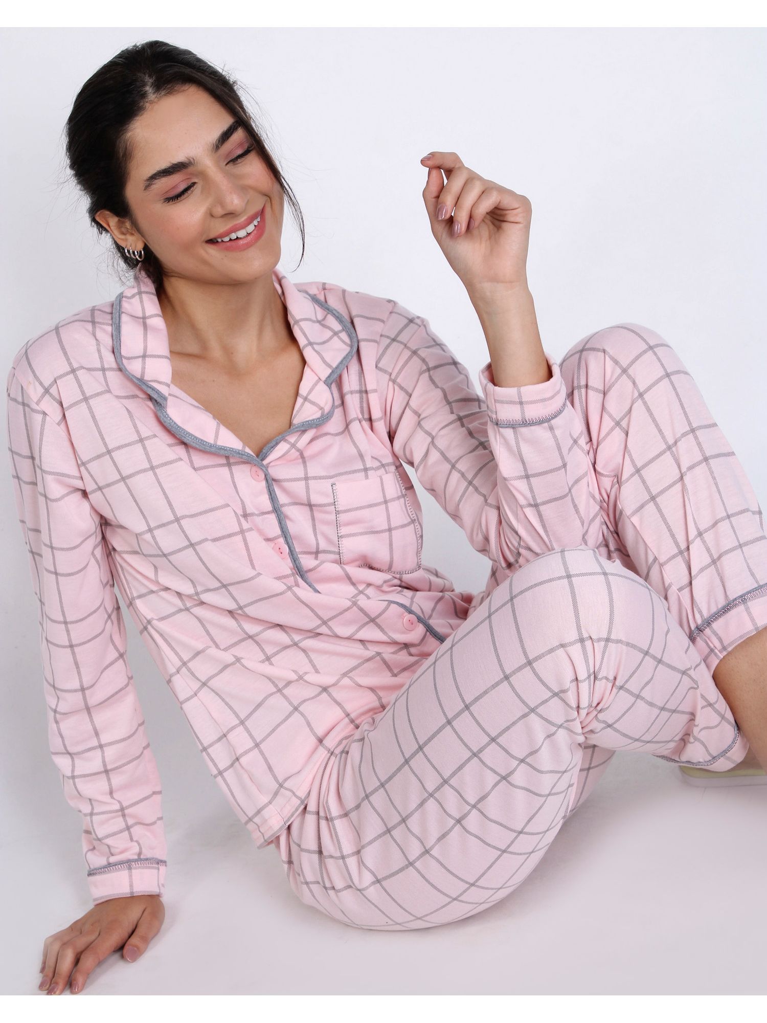 Pijama Longo Feminino Estampa Xadrez - lojasbesni