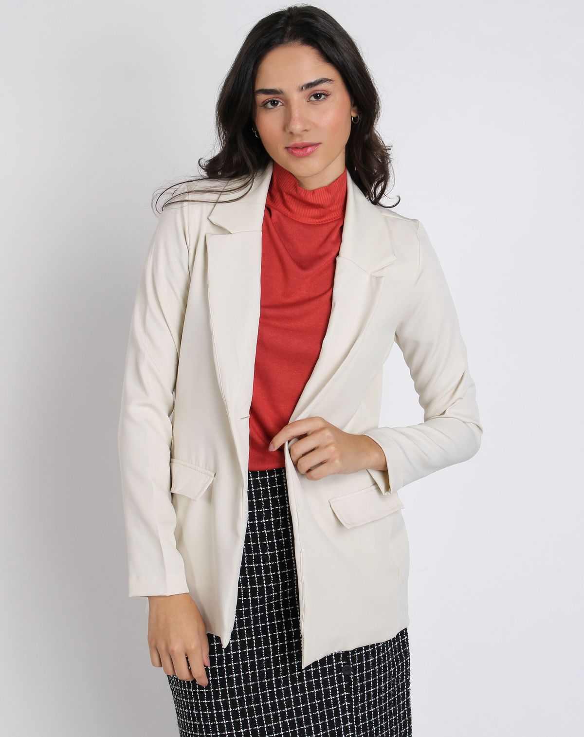 Blazer Alfaiataria Feminino Bolsos bege - m