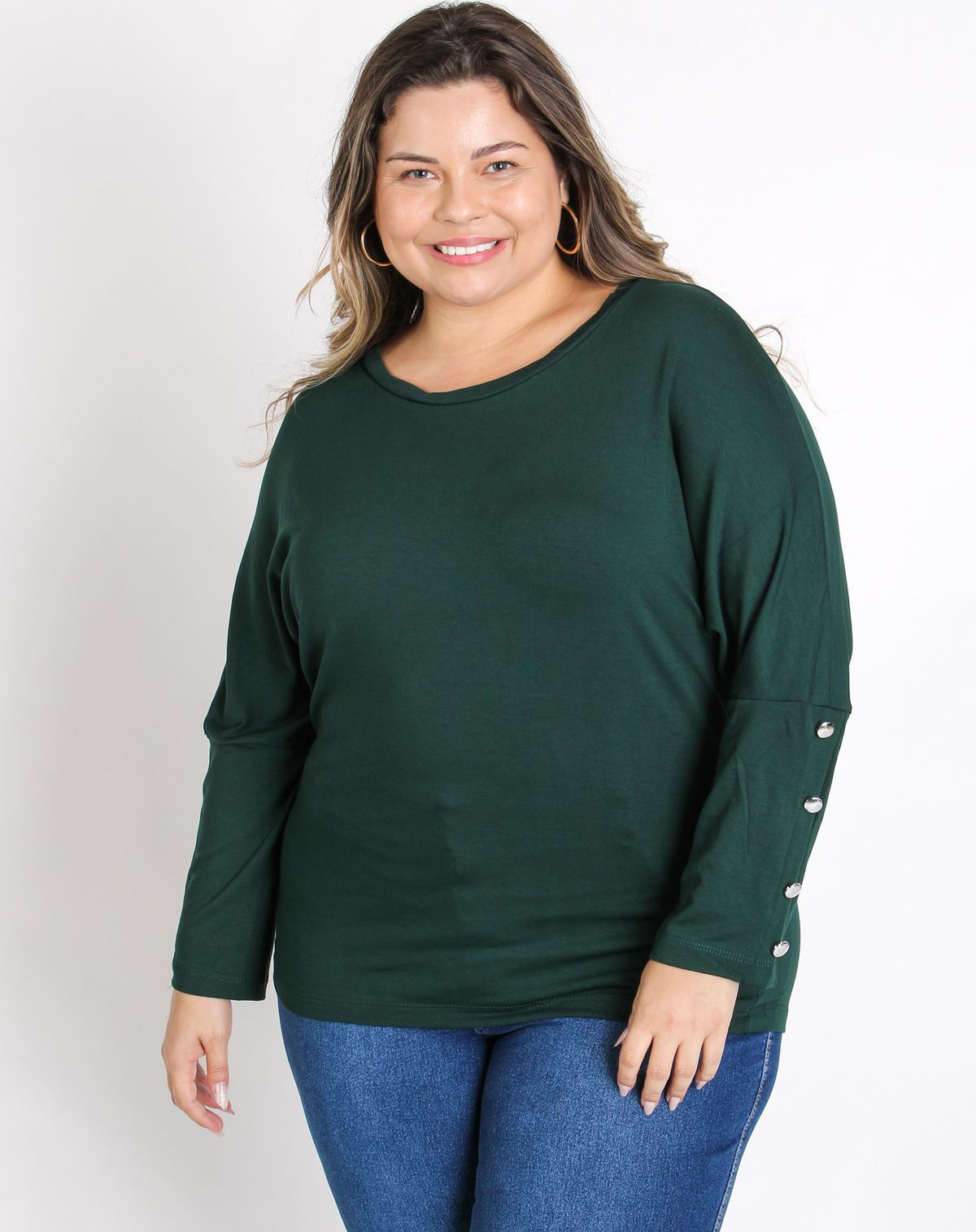 Blusa Básica Plus Size Botões