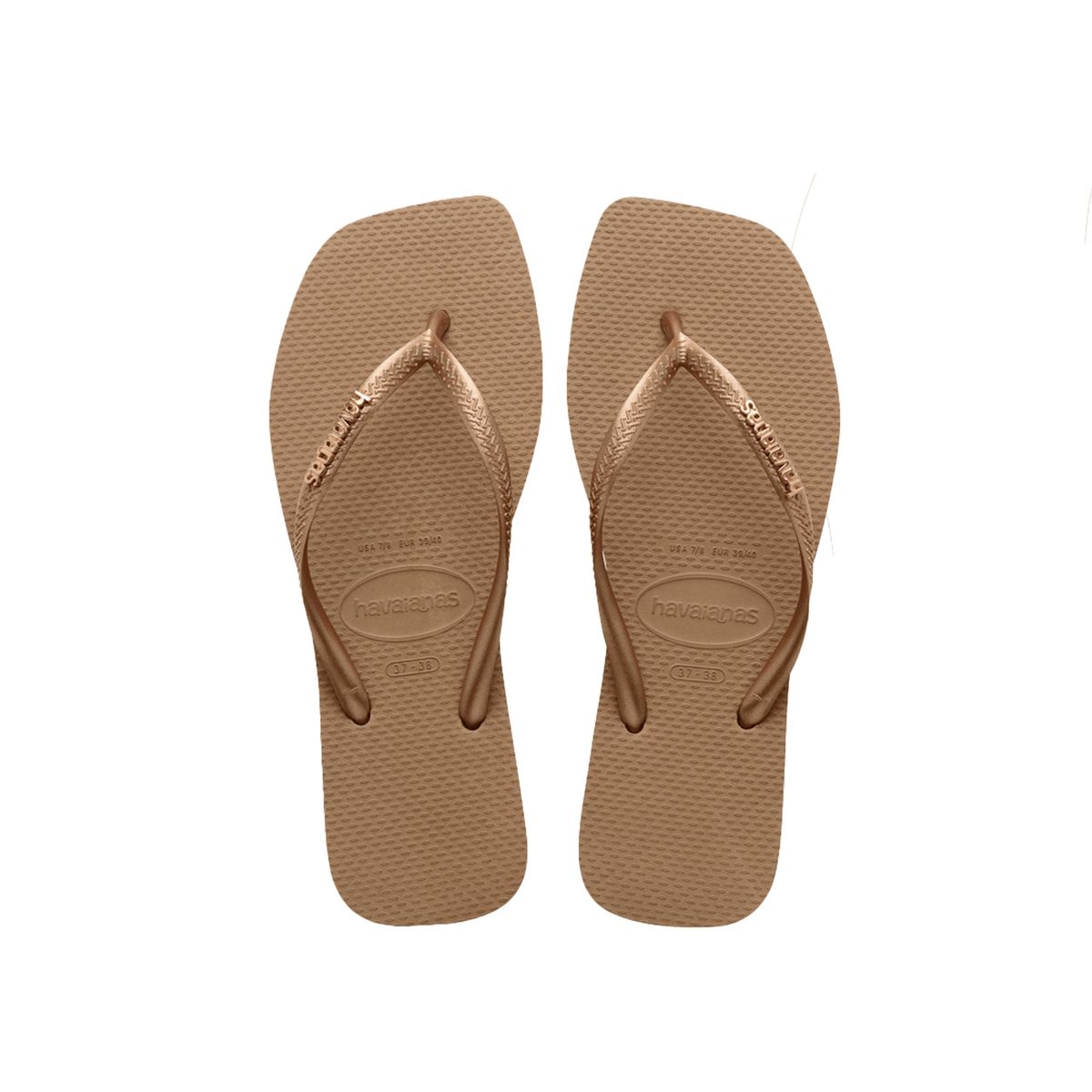 Chinelo Feminino Havaianas Slim Square Logo Metallic rose gold - 33/4