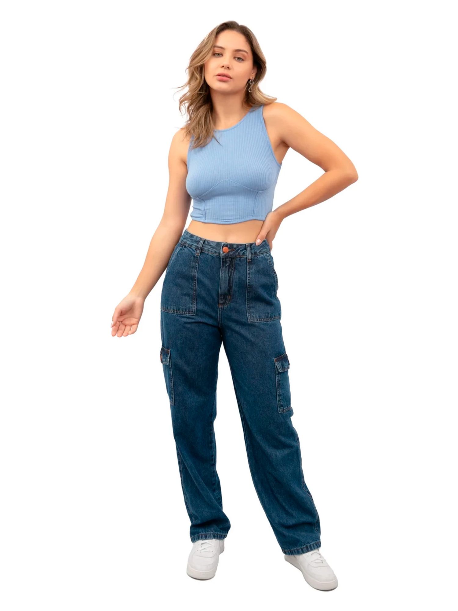 Short Jeans Feminino Cargo - lojasbesni