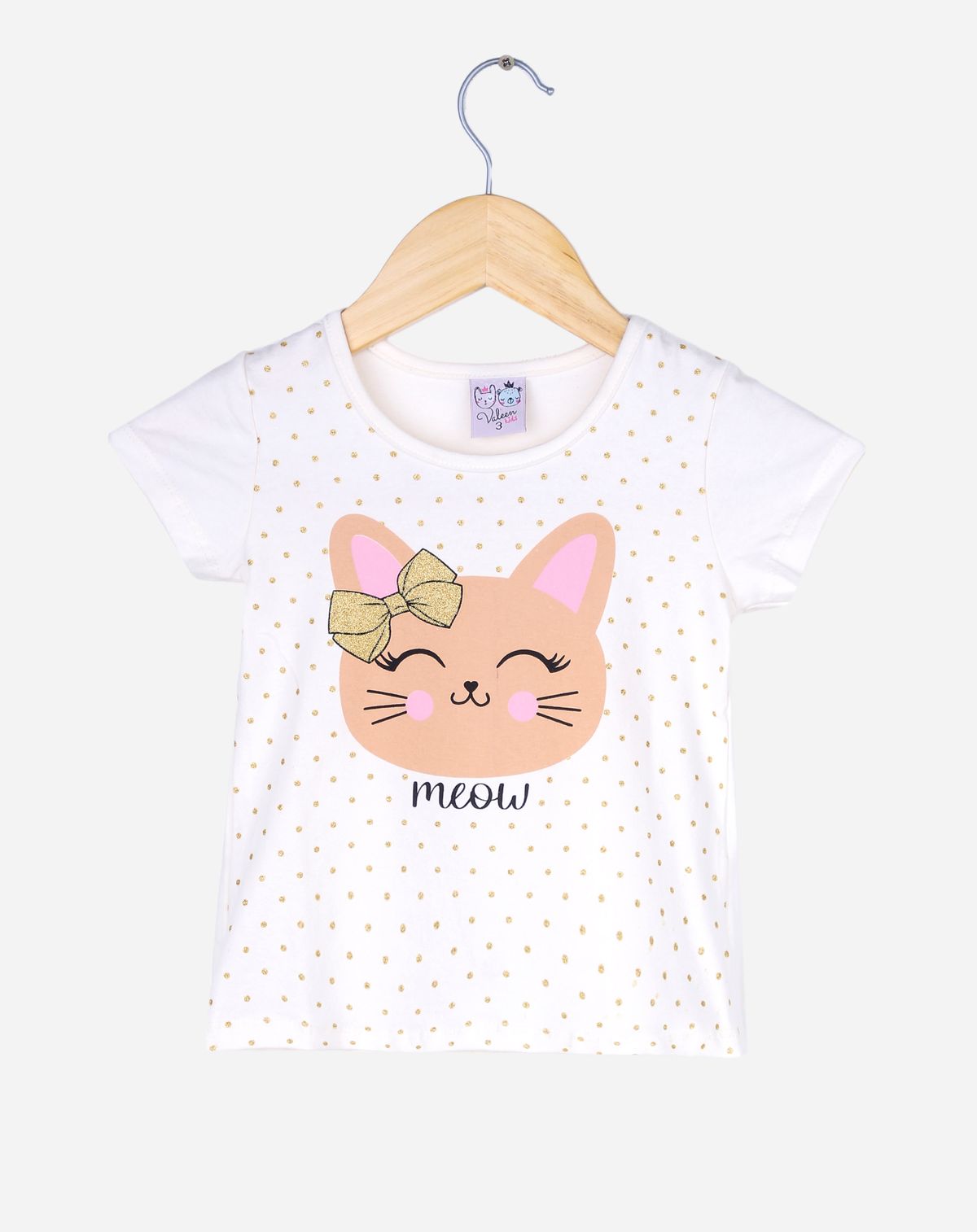 Camiseta Infantil Manga Curta Menina Estampada - Tamanho de 1 a 3 anos off white - 1