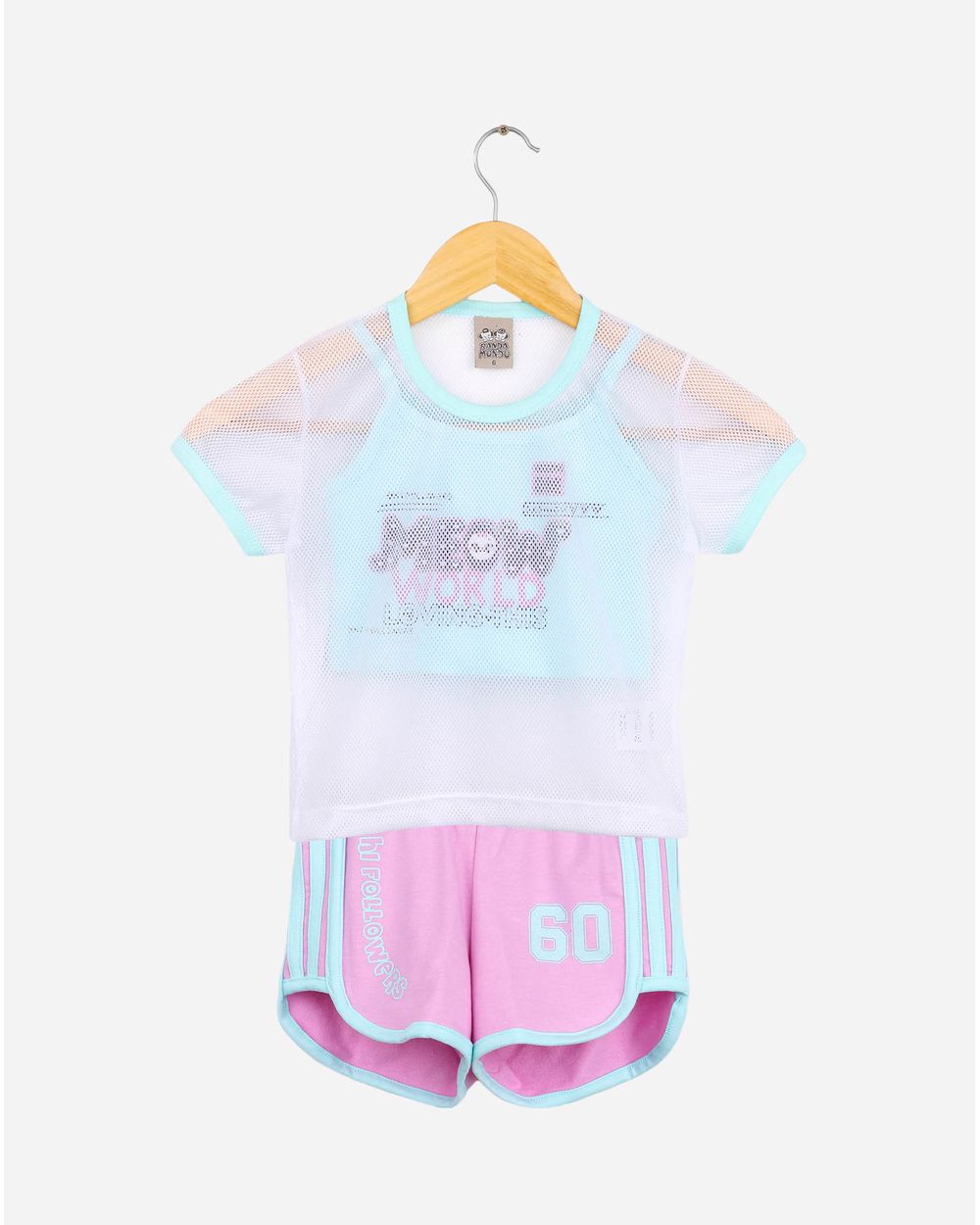 Conjunto Infantil Menina Manga Curta Textura Tela Estampada - Tam