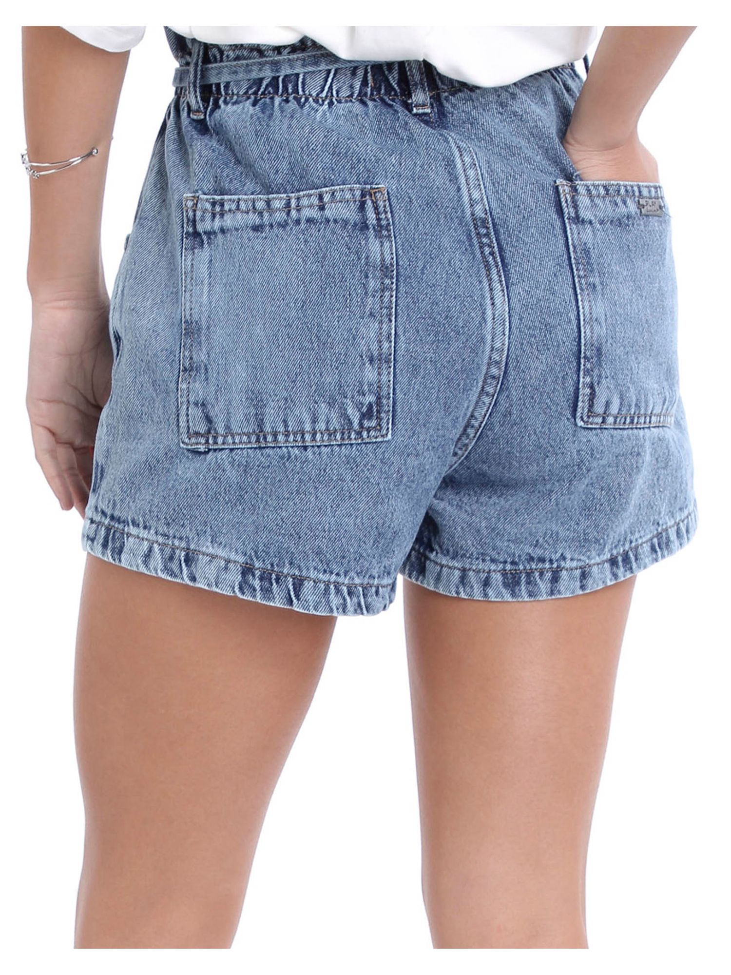 Short Jeans Feminino Cinto Cordão - lojasbesni