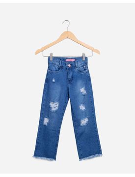 Calça Jeans Reta Infantil Menina Estampada - Tam. 4 à 8 Anos - lojasbesni