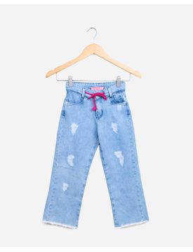 Calça Jeans Reta Infantil Menina Estampada - Tam. 4 à 8 Anos - lojasbesni