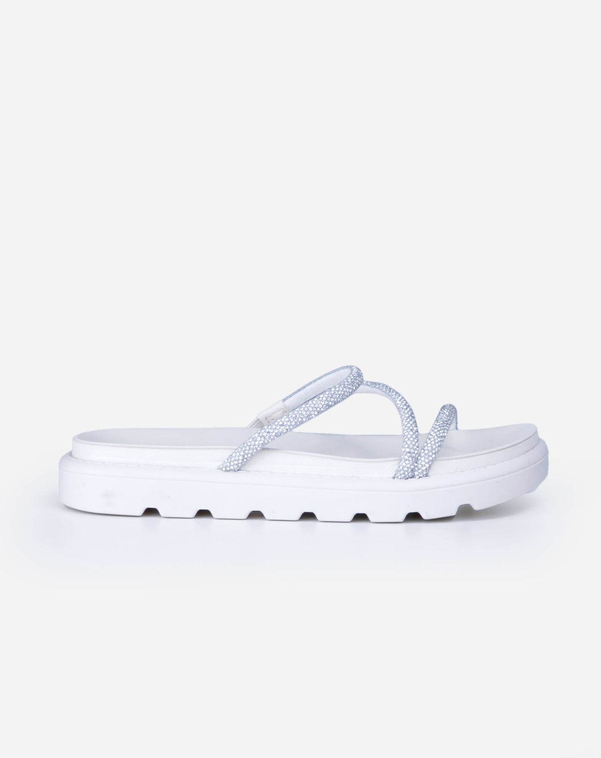 Sandália Feminina Vizzano Flatform Baixo Strass Cristal branco off - 34