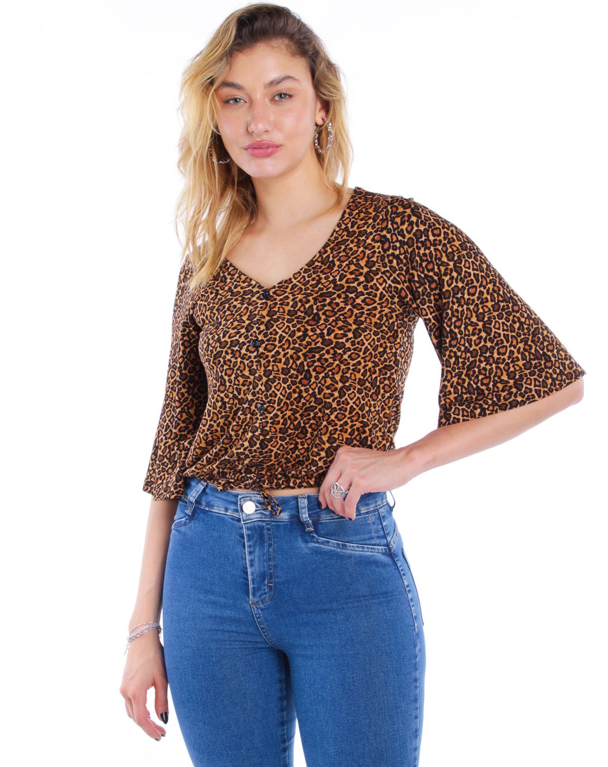 Blusa Feminina Manga 3/4 Estampa Animal Print animal print - p