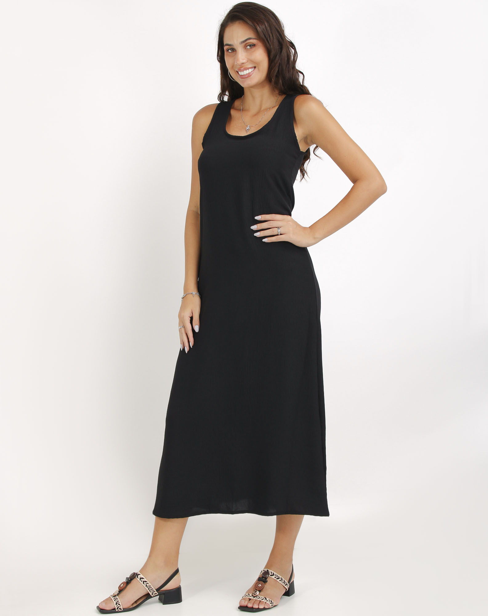 668046001 vestido longo feminino básico preto p 139