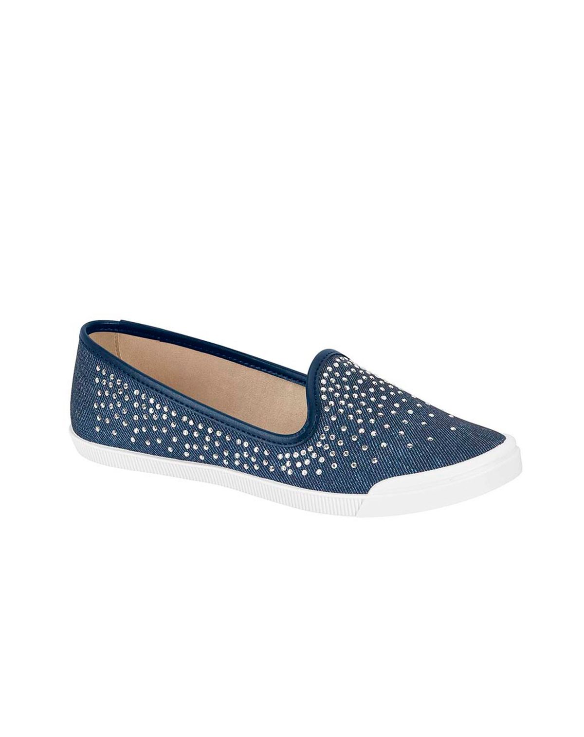 Sapatilha Slipper Feminina Moleca Strass jeans - 37