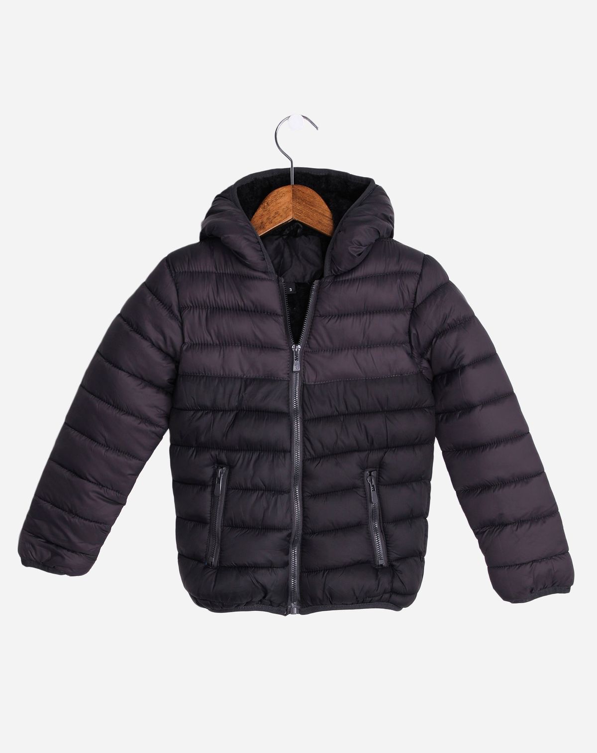 Jaqueta Puffer Infantil Capuz – Tam. 1 a 3 anos chumbo/preto - 2