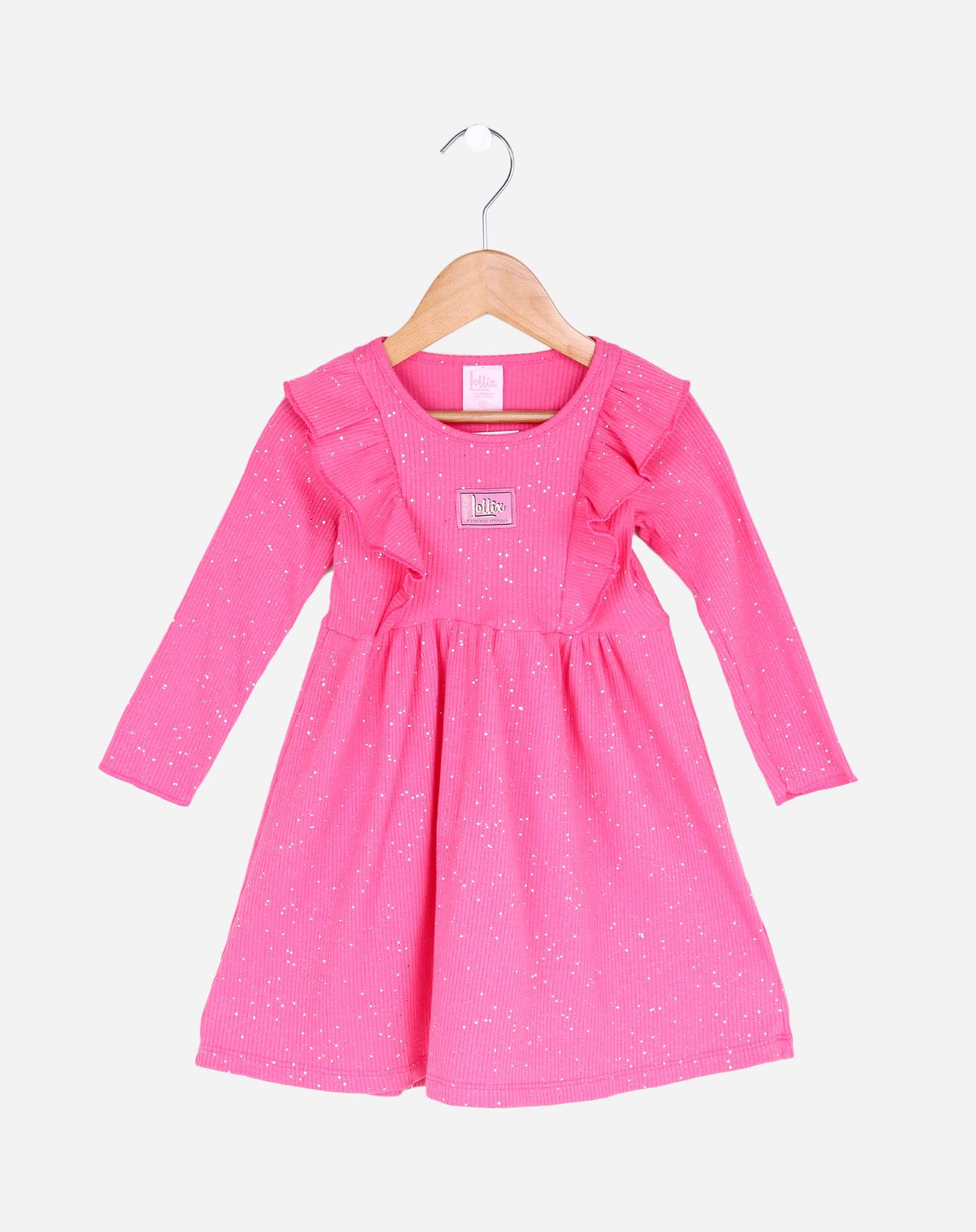 Vestido Manga Longa Infantil Menina Babados - Tam. 1 a 3 Anos pink - 2