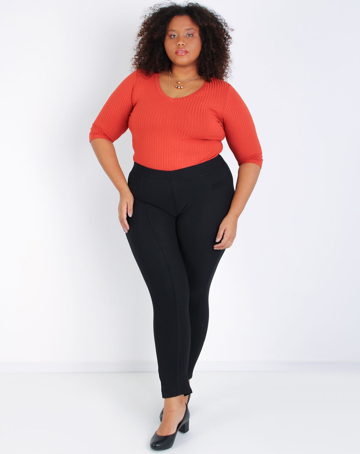 Calça Plus Size Montaria Feminina Nervura preto - g3