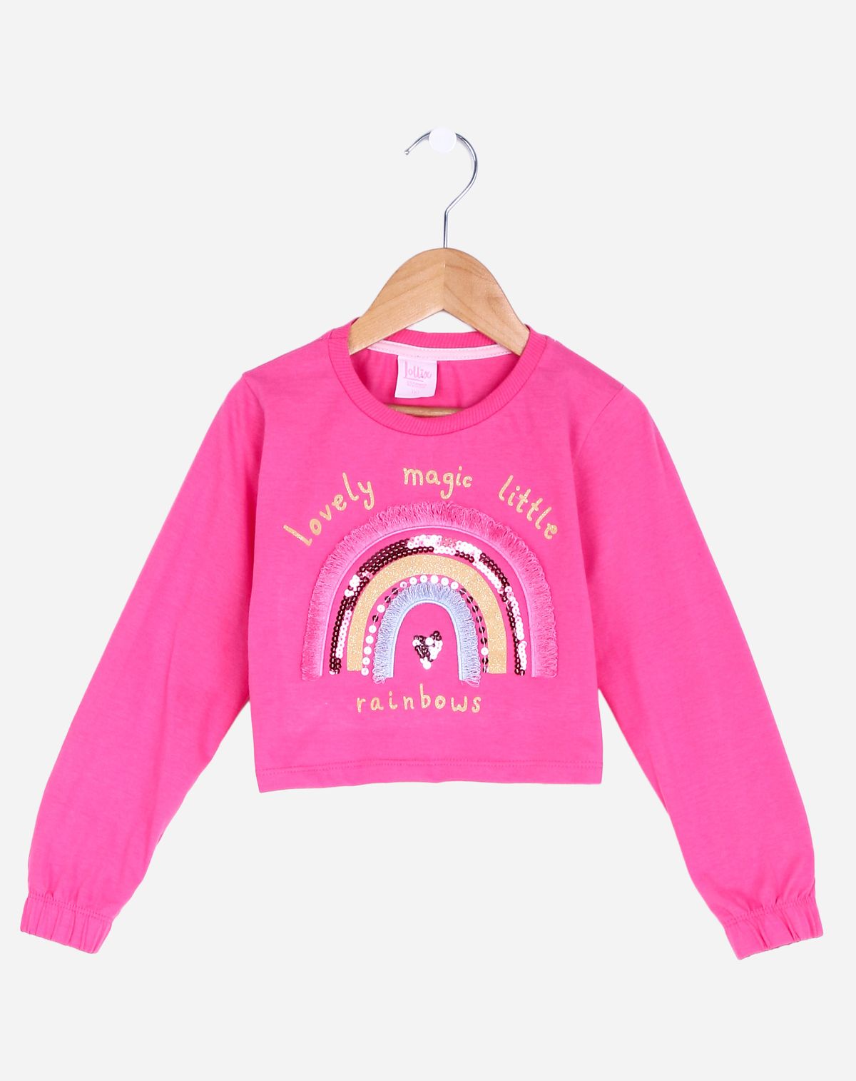 Blusa Manga Longa Infantil Menina Estampada pink - 8