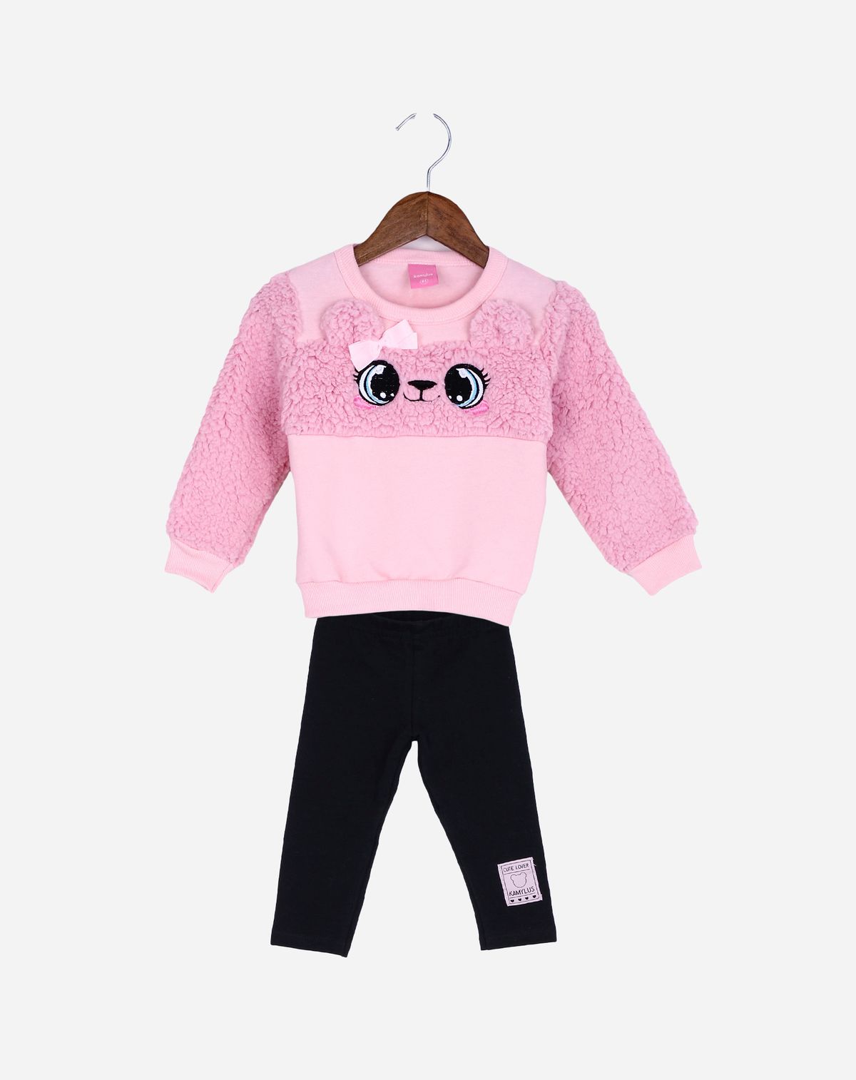 Conjunto Infantil Menina Manga Longa Estampa Interativa - Tam. 1 a 3 anos rosa - 1