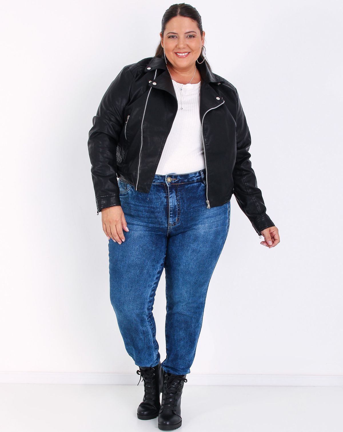 Calça Jeans Plus Size Skinny Feminina jeans mÉdio - 48