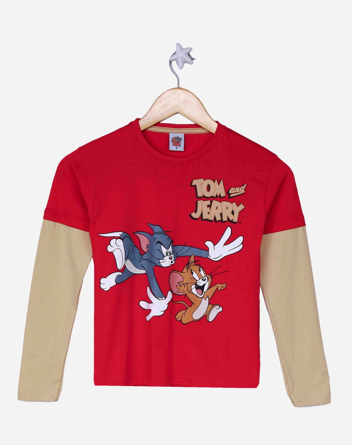 Camiseta Manga Longa Infantil Menino Tom E Jerry vermelho - 6