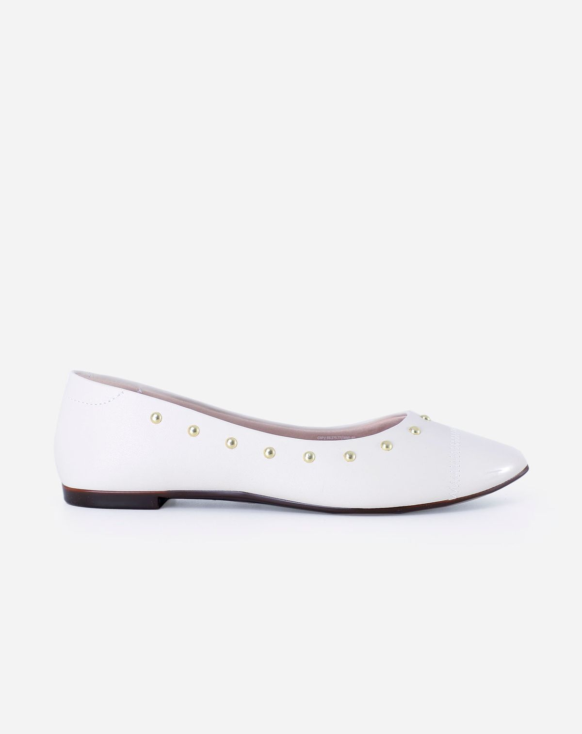 Sapatilha Bico Fino Feminina Moleca Detalhe Tachas branco off - 36