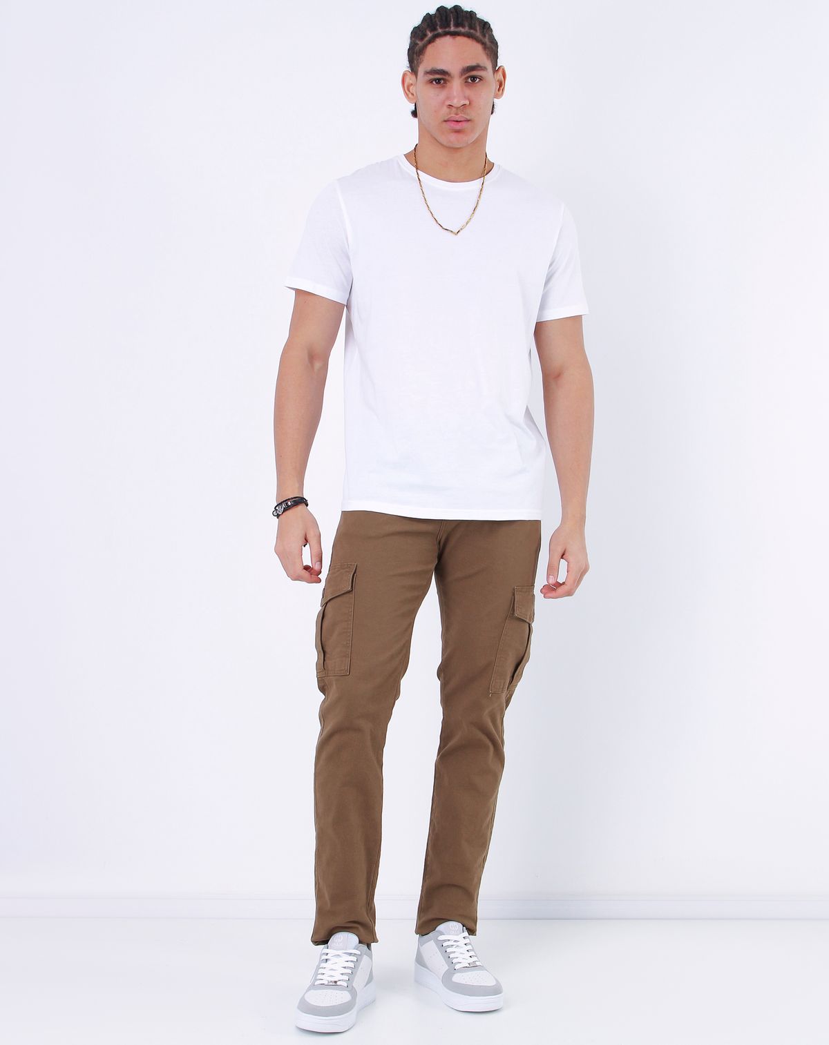 Calça Sarja Masculina Cargo caqui - 38