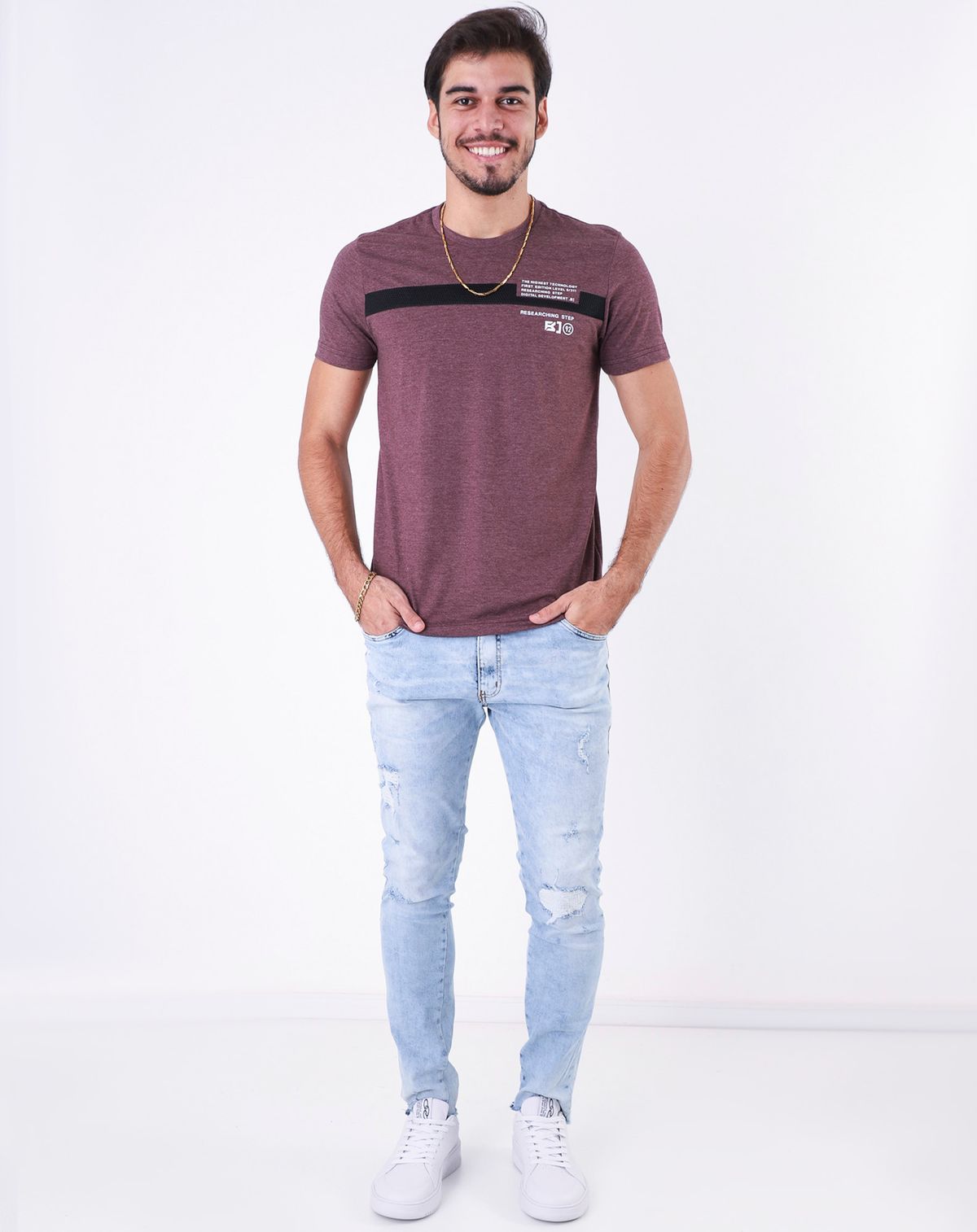 Calça Jeans Skinny Masculina Puídos jeans - 38