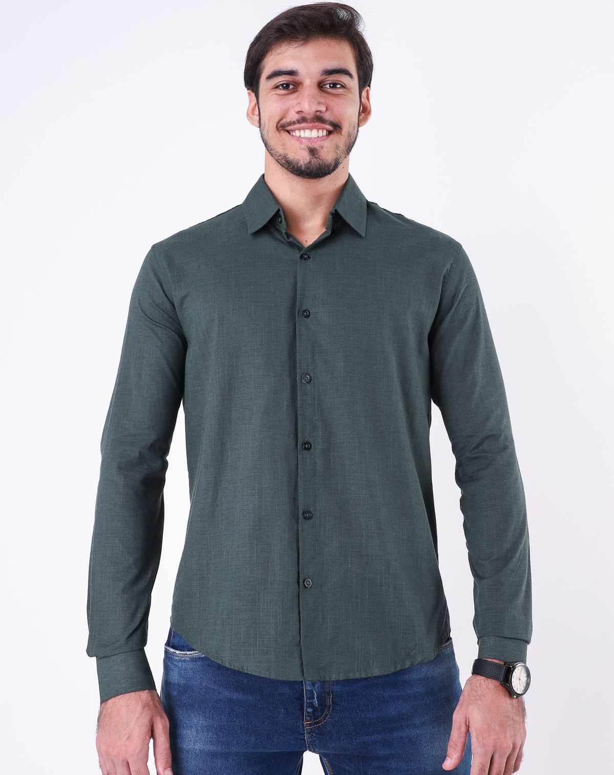 Camisa Casual Manga Longa Masculina verde - p