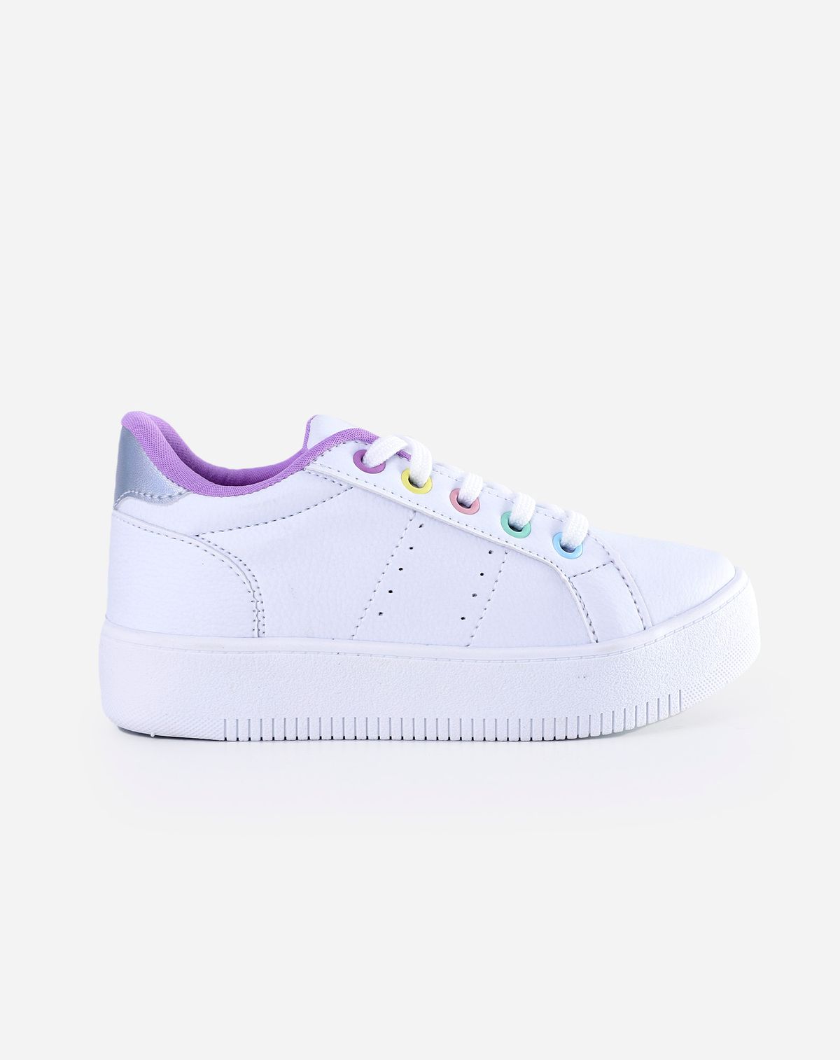 Tênis Casual Infantil Menina Ilhós Colorido branco/lilas - 28