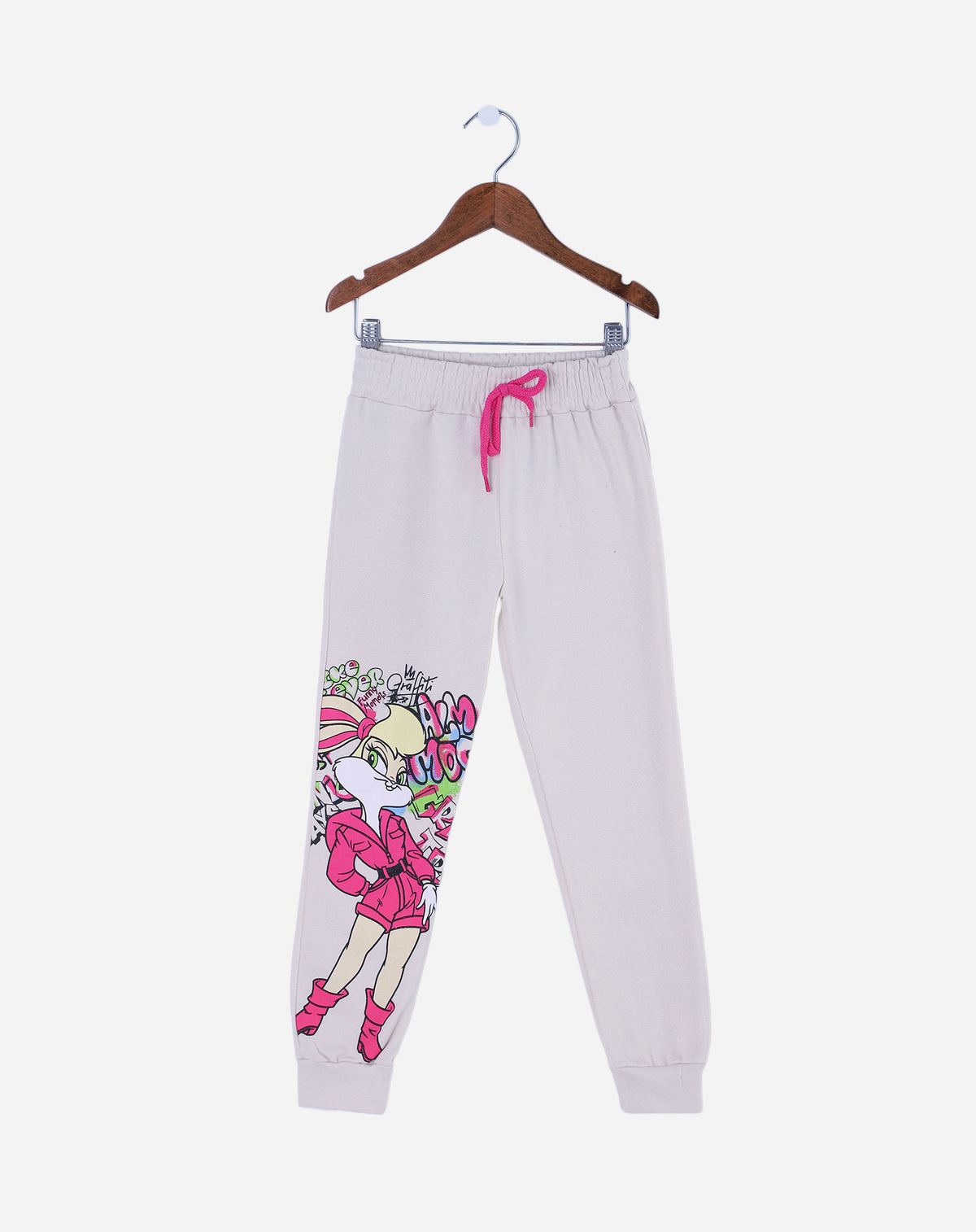 Calça Moletom Infantil Menina Estampa Lola Bunny bege - 4