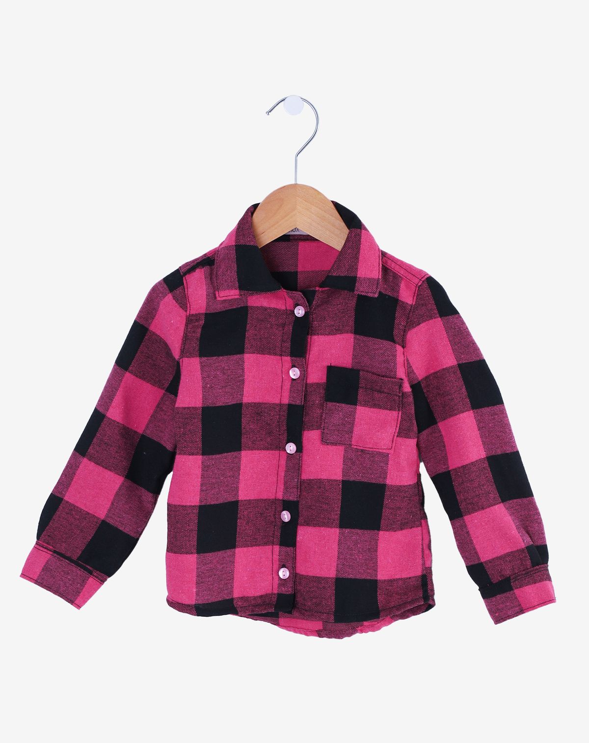 Camisa Manga Longa Infantil Menina Xadrez Flanelada - Tam. 1 a 3 Anos rosa - 1