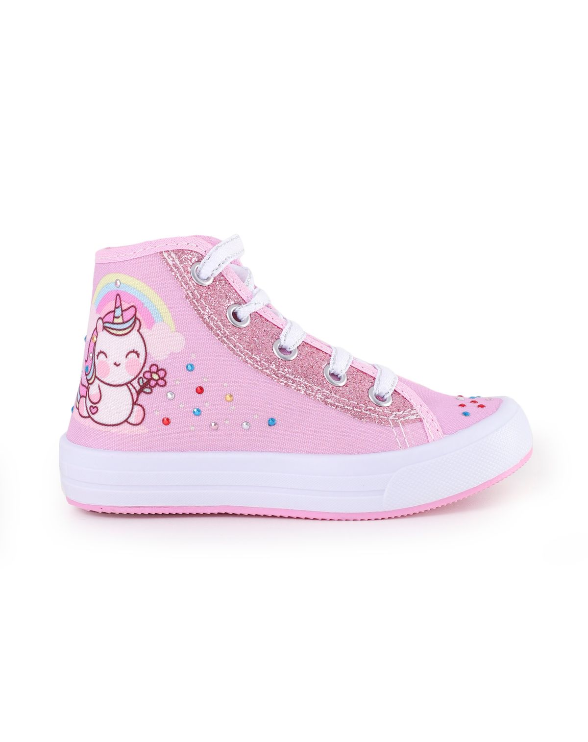 Tênis Cano Alto Infantil Menina Glitter Unicórnio rosa - 19