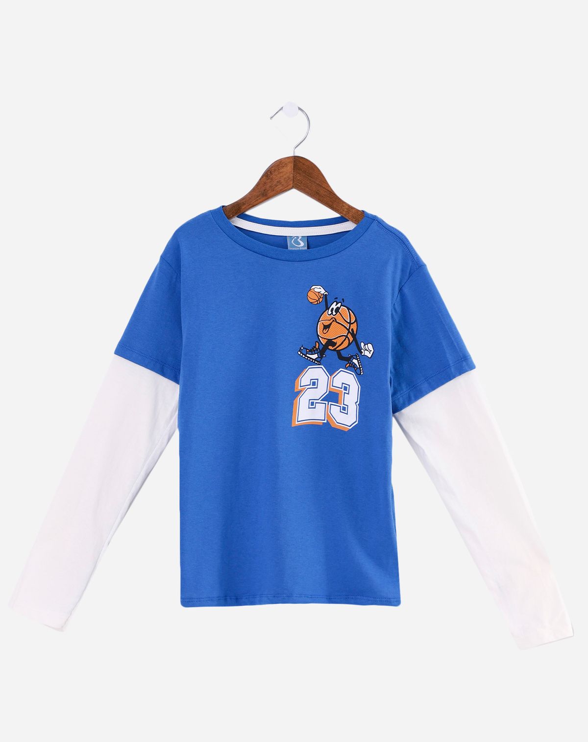 Camiseta Manga Longa Infantil Menino Basquete - Tam. 4 a 8 Anos royal - 4