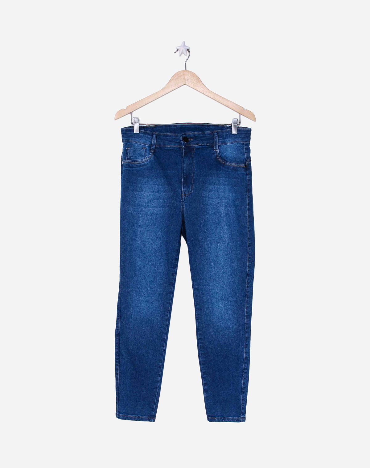 Calça Jeans Plus Feminina Cigarrete Básica jeans mÉdio - 46