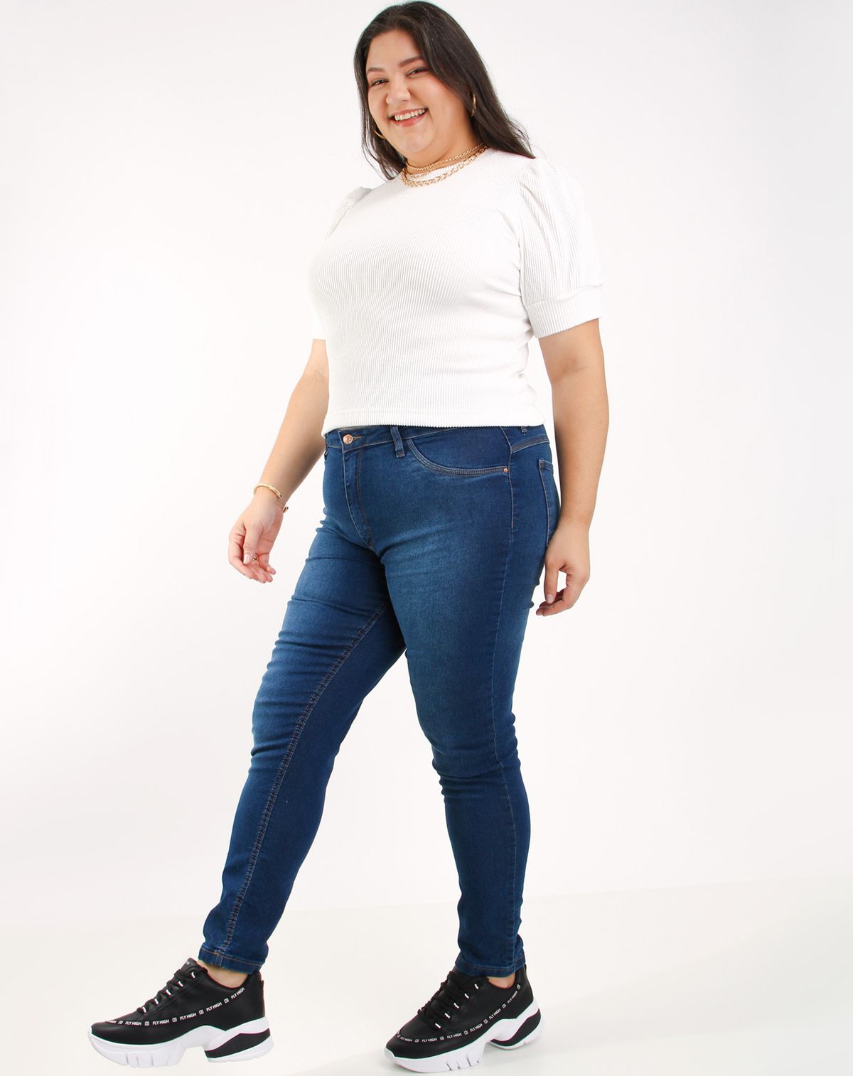 Calça Jeans Escuro Cigarrete Plus Size Feminina jeans escuro - 50