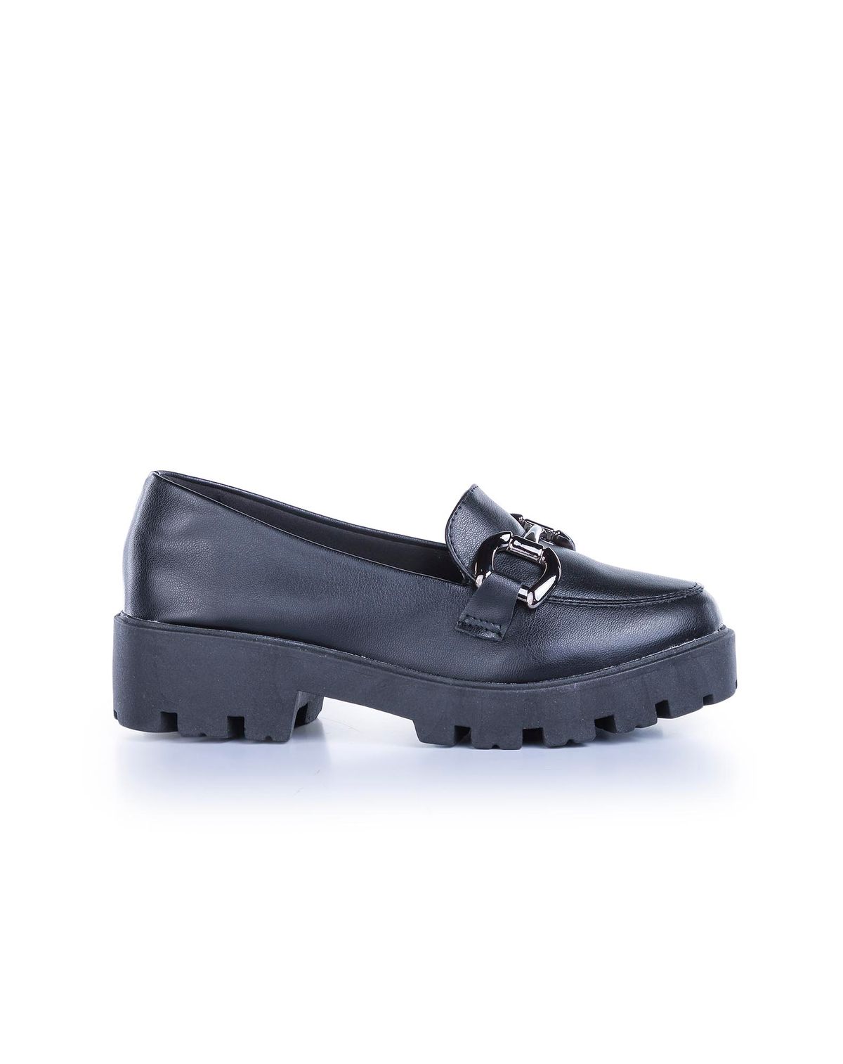 Mocassim Loafer Feminino Tratorado Fivela preto napa - 34