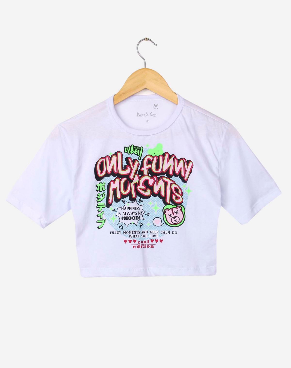 Camiseta Cropped Juvenil Menina Estampada branco - 10