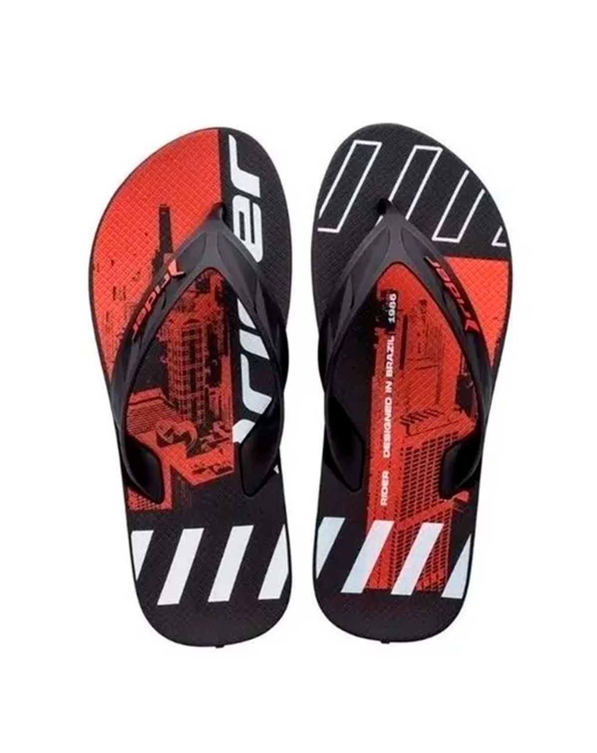 Chinelo Masculino Estampado Rider vermelho/preto - 37/8