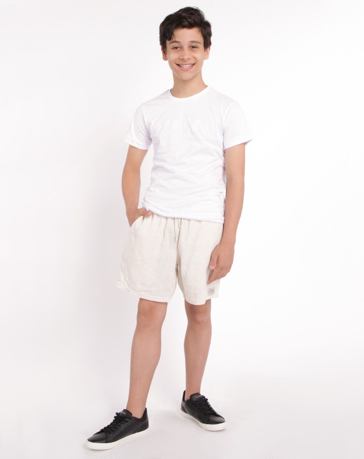 Bermuda Sarja Juvenil Menino Básica - Tam. 12 à 18 Anos off white - 12