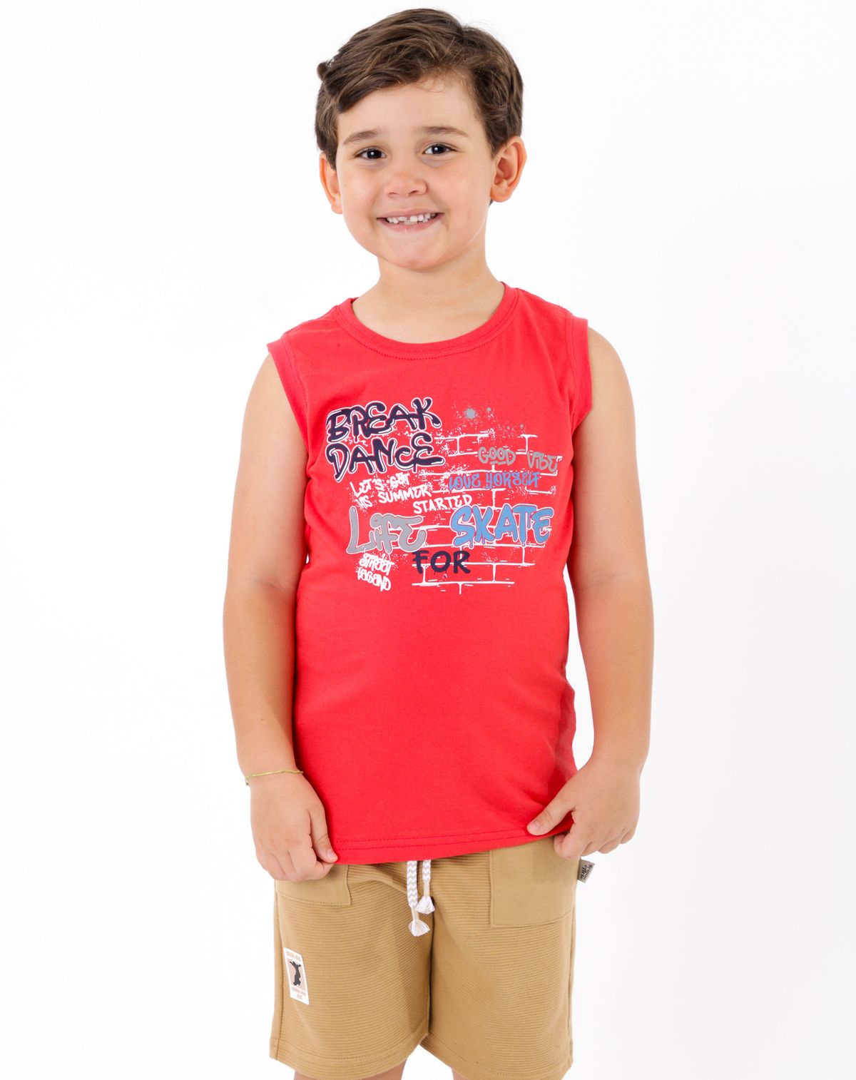 Regata Infantil Menino Estampada - Tam 4 à 8 anos vermelho - 4