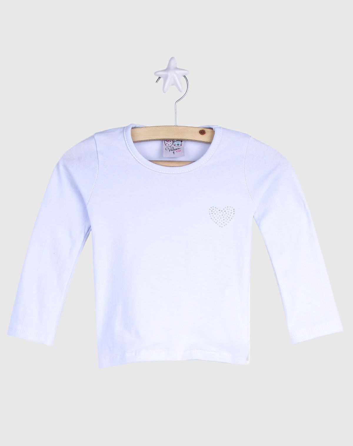 Camiseta infantil Manga Longa Menina Strass – Tam. 1 a 3 Anos branco - 1