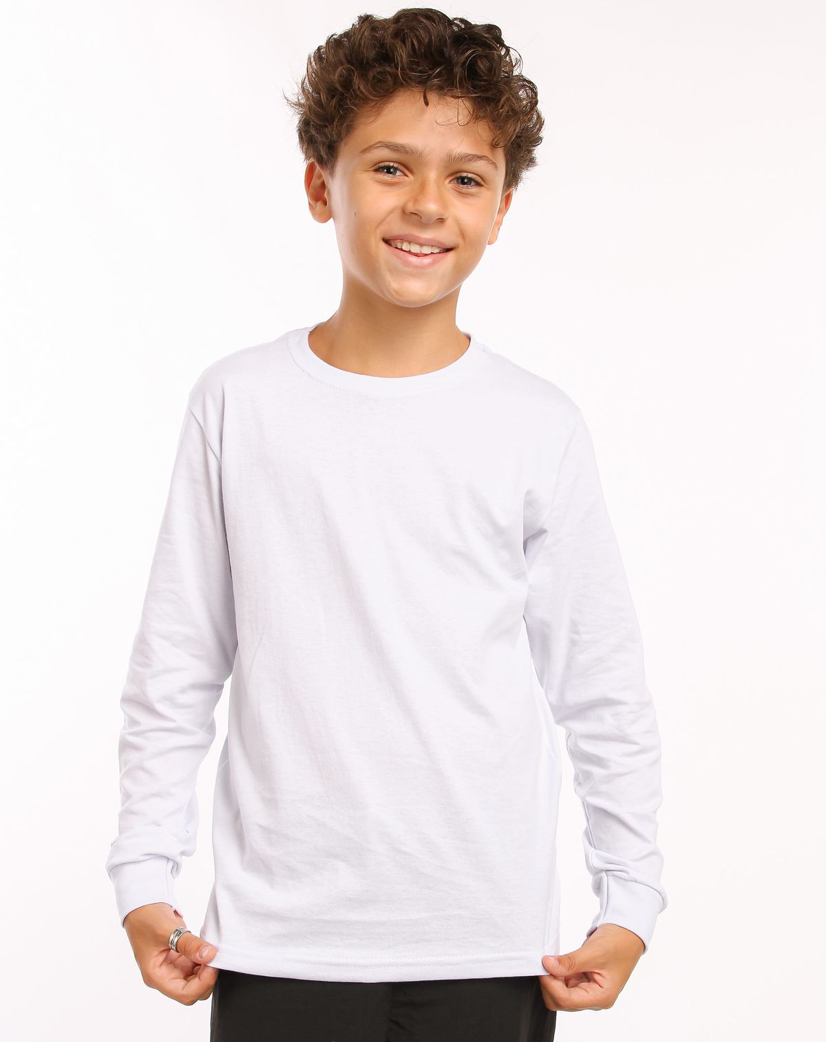 Camiseta Manga Longa Juvenil Menino Básico branco - 10