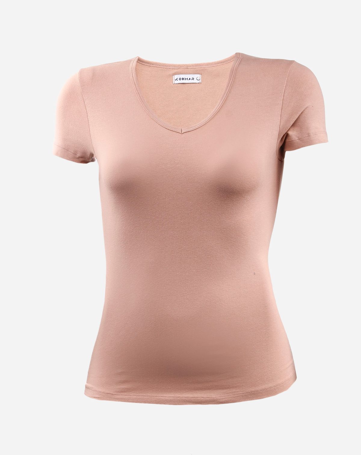 Blusa Básica Feminina Decote V bege - p